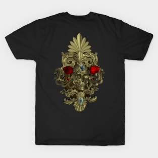 Awesome golden skull with roses T-Shirt